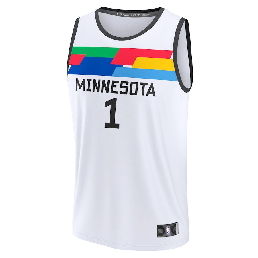 Men Minnesota Timberwolves #1 Anthony Edwards Fanatics Branded White City Edition 2022-23 Fastbreak NBA Jersey->customized nba jersey->Custom Jersey